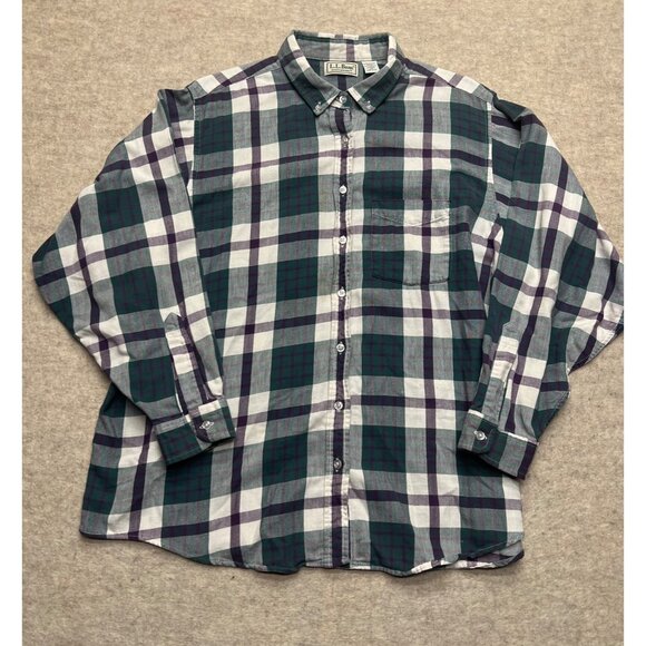 Vintage 90's L.L. Bean Northwoods Plaid Button Down Women's Shirt X-Large - Picture 1 of 8